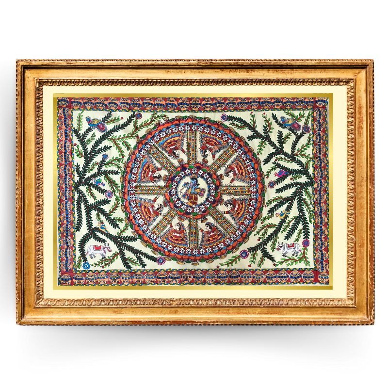 Raas Leela Madhubani Painting (Unframed) | Gifts | painting for living room | Handmade