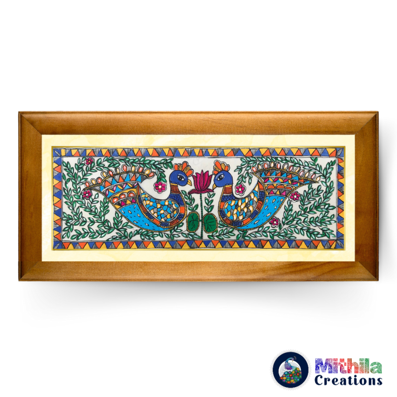 Madhubani Painting of a Pair of Peacocks (Unframed)